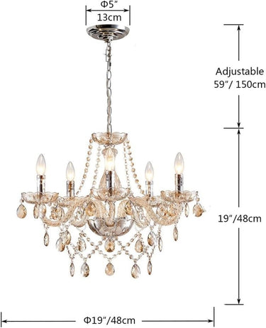 Champagne Crystal Chandelier 5 Light Modern